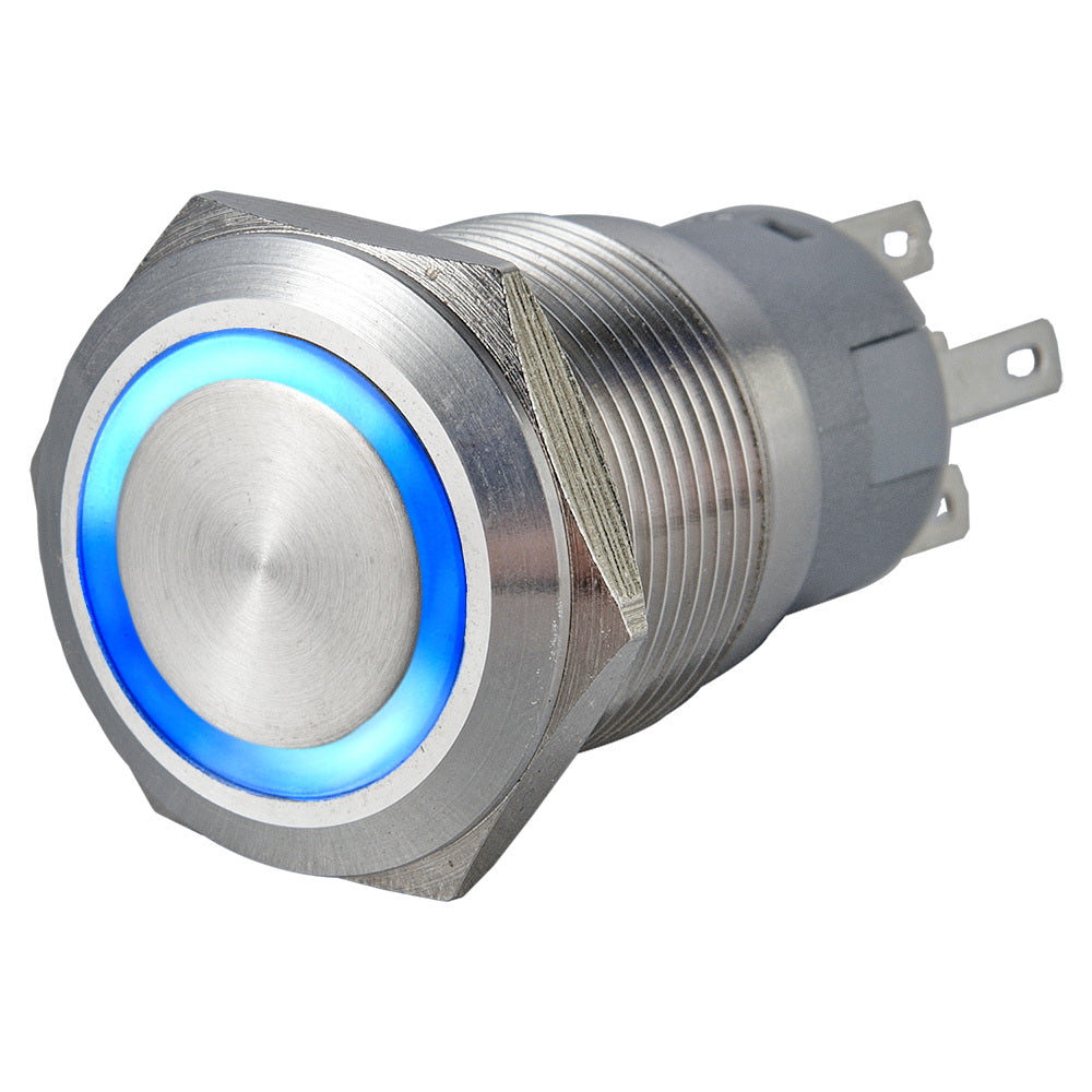 Interruptor antivandálico de acero inoxidable 1NO1NC iluminado con anillo de 19 mm