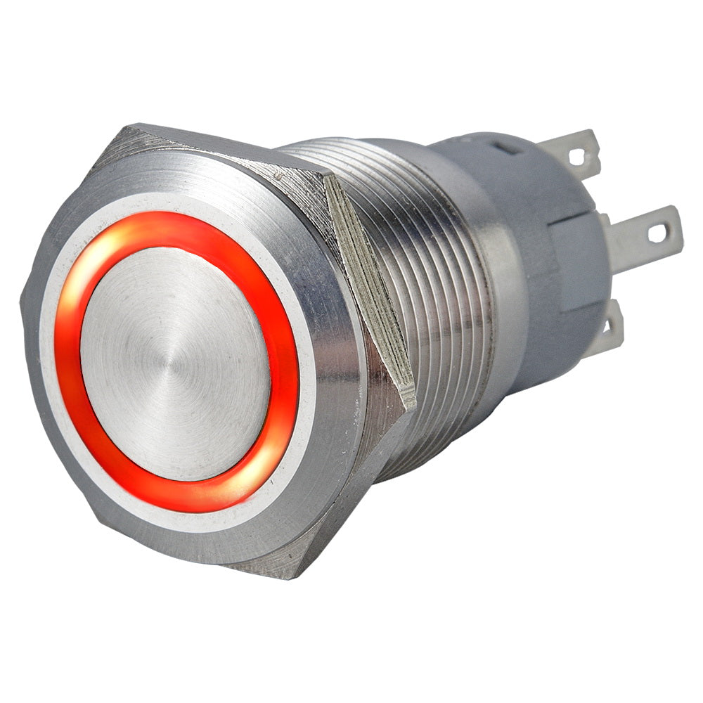 Interruptor antivandálico de acero inoxidable 1NO1NC iluminado con anillo de 19 mm