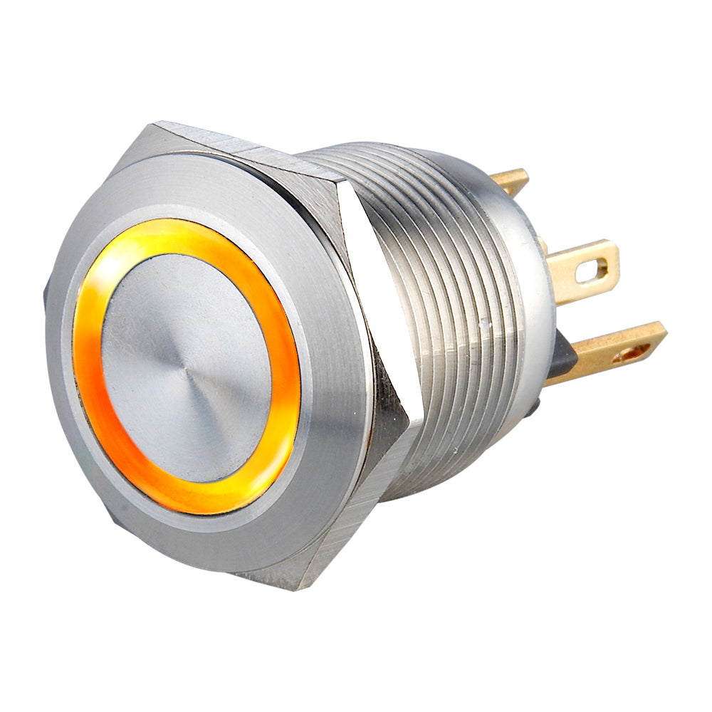 Interruptor antivandálico iluminado con terminal de pin momentáneo 1NO de microviaje de 19 mm 0.5A 24 V CC