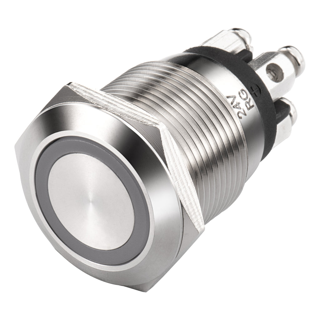22mm Micro-trip Ring Illuminated Anti Vandal Switch - IP65 1NO Momentary