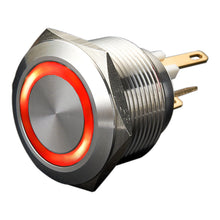 Cargar imagen en el visor de la galería, Interruptor antivandálico iluminado con anillo de terminal de 22 mm, microviaje, 0,5 A, 24 V CC, IP65, 1 NO