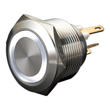 Cargar imagen en el visor de la galería, Interruptor antivandálico iluminado con anillo de terminal de 22 mm, microviaje, 0,5 A, 24 V CC, IP65, 1 NO