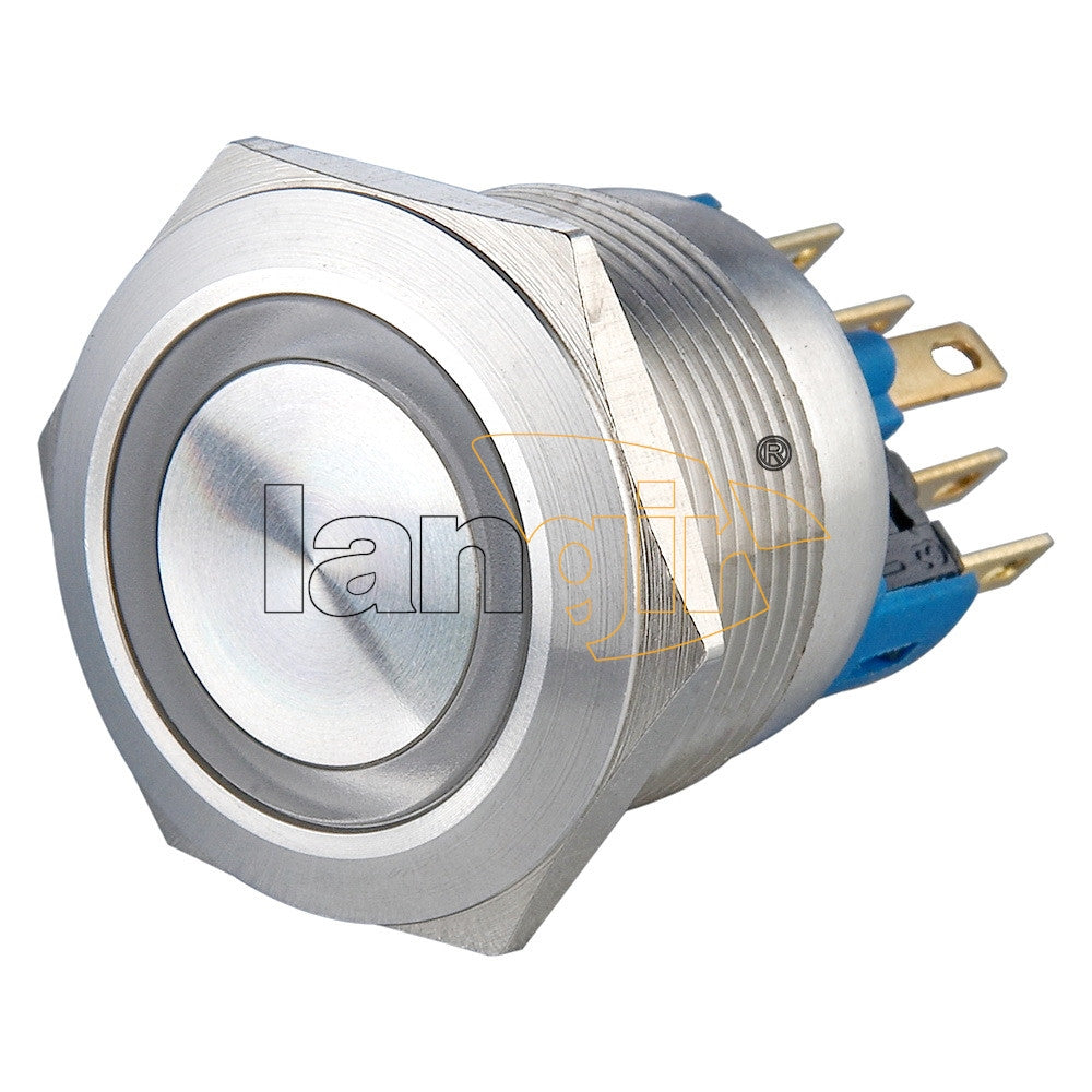 19mm Ring Illuminated Stainless Steel Anti Vandal Switch - Pin