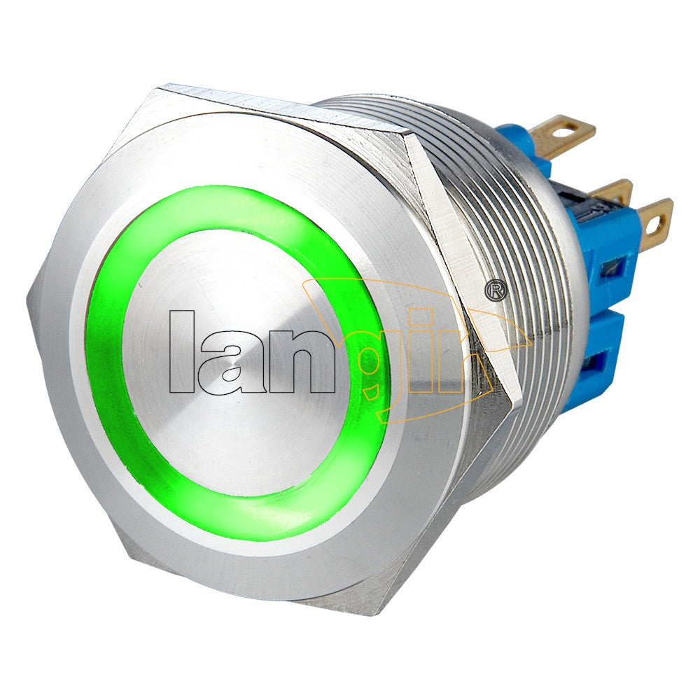 el anillo plano de la cabeza 5A 250VAC IP65 1NO1NC de 25m m iluminó el interruptor anti vándalo