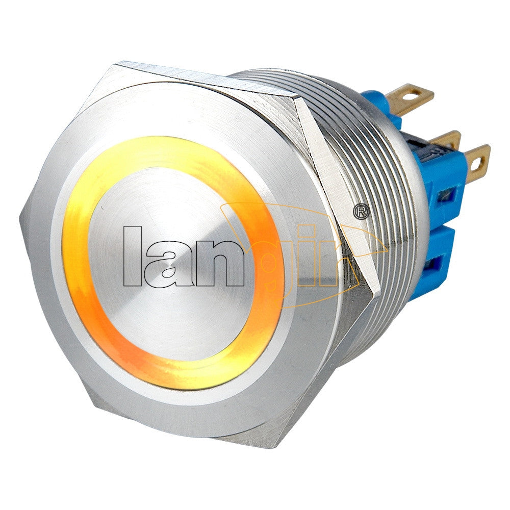 25mm anel principal liso 5A 250VAC IP65 1NO1NC iluminou o anti interruptor do vândalo