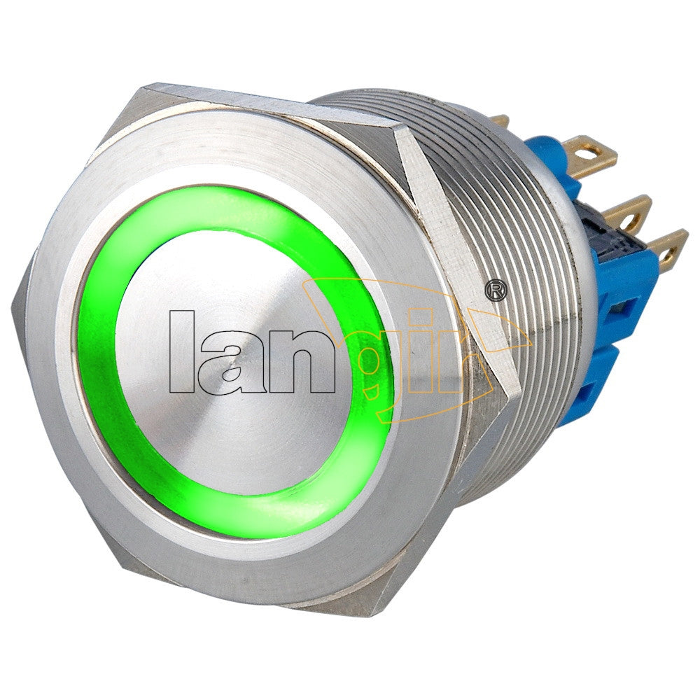 25mm anel principal liso 5A 250VAC IP65 1NO1NC iluminou o anti interruptor do vândalo